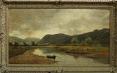 BROCKMAN Charles Henry Drake River Landscape With Figures And Distant Hills BROCKMAN Charles Henry Drake River Landscape With Figures And Distant Hills