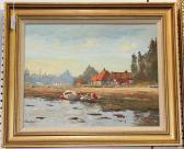 BROOKER CHARLES View Of A Village And River At Low Tide BROOKER CHARLES View Of A Village And River At Low Tide