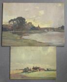 Brooksbank Laycock Harry River Landscape With Bridge And Town Brooksbank Laycock Harry River Landscape With Bridge And Town
