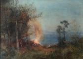 BROWN ALFRED JOSEPH WARNE Sitting By Firelight Above A Cornish Bay BROWN ALFRED JOSEPH WARNE Sitting By Firelight Above A Cornish Bay