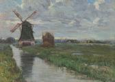 BROWN Benjamin Chambers Windmill And Canal In A Landscape BROWN Benjamin Chambers Windmill And Canal In A Landscape