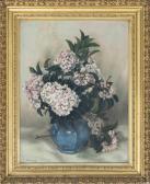BROWN BESSIE Still Life Of Pale Pink Phlox In A Blue Vase BROWN BESSIE Still Life Of Pale Pink Phlox In A Blue Vase