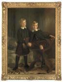 BROWN Henry Harris Double Portrait Of Alex And Denys Tulloch, Full-length, Intraditional Scottish Dress, In An Interior BROWN Henry Harris Double Portrait Of Alex And Denys Tulloch, Full-length, Intraditional Scottish Dress, In An Interior
