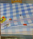 BROWN Marie Annick Still Life With Blue Tablecloth BROWN Marie Annick Still Life With Blue Tablecloth