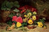 BROWN William Mason Monarch With Pansies And Fruits BROWN William Mason Monarch With Pansies And Fruits