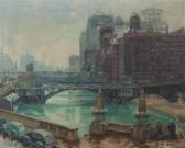 BROWNE Frances E. View Of Chicago River From Wacker Drive BROWNE Frances E. View Of Chicago River From Wacker Drive