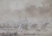 BROWNE Hablot Knight London Bridge Looking North To The Fishmonger's Hall, The Monument And St Michael's Cornhill BROWNE Hablot Knight London Bridge Looking North To The Fishmonger's Hall, The Monument And St Michael's Cornhill