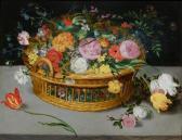 BRUEGHEL Jan II Flower Basket On A Table. BRUEGHEL Jan II Flower Basket On A Table.