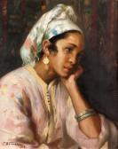 BRUNEAU J. Jeune Femme Pensive BRUNEAU J. Jeune Femme Pensive
