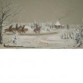 BRUNET Henri Russian Winter Landscape With Kossaks BRUNET Henri Russian Winter Landscape With Kossaks