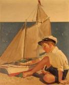 BRUNNER Frederick Sands Boy With Toy Sailboat BRUNNER Frederick Sands Boy With Toy Sailboat