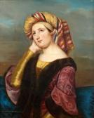 BRUYERE NEE MALLET Laure Portrait De Jeune Femme Au Turban BRUYERE NEE MALLET Laure Portrait De Jeune Femme Au Turban
