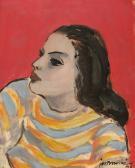 BRZESKI Janusz Maria Porteret Dziewczyny Na Czerwonym Tle,1946 BRZESKI Janusz Maria Porteret Dziewczyny Na Czerwonym Tle,1946