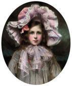BUCKLAND Arthur Herbert Portrait Of Dorothy Carr Buckland, The Artist's Daughter,bust-length, In Pink And White Hat, Oval BUCKLAND Arthur Herbert Portrait Of Dorothy Carr Buckland, The Artist's Daughter,bust-length, In Pink And White Hat, Oval