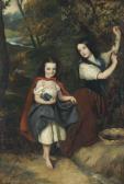 BUCKNER Richard Two Girls Picking Berries In An Extensive Landscape BUCKNER Richard Two Girls Picking Berries In An Extensive Landscape