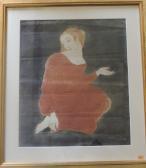 BUENO DE MESQUITA H J Portrait Of An Attractive Lady In Red Dress, With Ginger Hair, Kneeling BUENO DE MESQUITA H J Portrait Of An Attractive Lady In Red Dress, With Ginger Hair, Kneeling