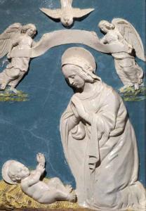  Buglioni Benedetto & Santi - Madonna na adoração do filho entre dois anjos do rolamento Um Cartouche