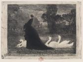 BUHOT Felix Hilaire La Dame Aux Cygnes BUHOT Felix Hilaire La Dame Aux Cygnes