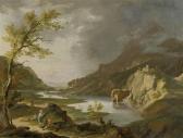 BULLINGER Johann Balthasar I Pair Of Works: Idyllic Mountain Landscapes With Wanderers BULLINGER Johann Balthasar I Pair Of Works: Idyllic Mountain Landscapes With Wanderers