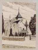 BURCHFIELD Charles Ephraim New England Country Church With Weeping Willow BURCHFIELD Charles Ephraim New England Country Church With Weeping Willow