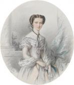 BURDA Josef Portrait Of A Young Lady In A Pink Dress Leaning Against A Balustrade BURDA Josef Portrait Of A Young Lady In A Pink Dress Leaning Against A Balustrade
