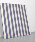 BUREN Daniel Peinture Acrylique Blanche Sur Tissu Rayé Blanc Et Bleu BUREN Daniel Peinture Acrylique Blanche Sur Tissu Rayé Blanc Et Bleu