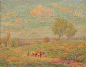 BURGER Johannes Sommerliche Landschaft Mit Magd Und Kühen BURGER Johannes Sommerliche Landschaft Mit Magd Und Kühen