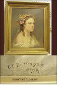 BURLINGAME C. E. Portrait Of A Young Woman With Flowers And Wheat Stalks In Hair BURLINGAME C. E. Portrait Of A Young Woman With Flowers And Wheat Stalks In Hair