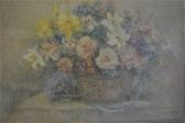 BURLISON Frances Still Life Of Flowers In A Basket BURLISON Frances Still Life Of Flowers In A Basket