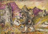 BURLJUK David Davidovich Itinerant Artist In A Castle Landscape BURLJUK David Davidovich Itinerant Artist In A Castle Landscape