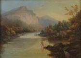 BURRAS James River Landscape With Solitary Fisherman BURRAS James River Landscape With Solitary Fisherman