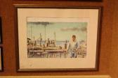 BURRISS R. Hal Dock Scene With Figure BURRISS R. Hal Dock Scene With Figure