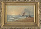 BURT Henry Proctor Shore Scene At Sunrise With Several Boats Heading Offshore BURT Henry Proctor Shore Scene At Sunrise With Several Boats Heading Offshore