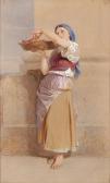 BURTON Sir Frederick William Market Girl With Basket Of Peaches BURTON Sir Frederick William Market Girl With Basket Of Peaches