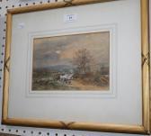 BURTON W.P Landscape With Figures And A Horse-drawn Cart Carrying Tree Trunks BURTON W.P Landscape With Figures And A Horse-drawn Cart Carrying Tree Trunks