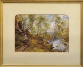 BURTON William Paton Figure Seated Beneath A Tree Along A Path With A River Below BURTON William Paton Figure Seated Beneath A Tree Along A Path With A River Below