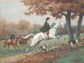 BUSSON Georges Louis Ch. Mademoiselle De Ruillé Chassant À Courre, Deux Cavaliers Derrièreelle BUSSON Georges Louis Ch. Mademoiselle De Ruillé Chassant À Courre, Deux Cavaliers Derrièreelle
