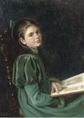 BUTSON Nora Portrait Of Ada, Seated Half-length, In A Green Dress, Reading A Book BUTSON Nora Portrait Of Ada, Seated Half-length, In A Green Dress, Reading A Book
