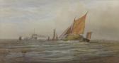 Butt James Henry Hay Barge And Steam Ships On The River Thames Butt James Henry Hay Barge And Steam Ships On The River Thames