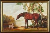 BUTTON John Study Of A Horse And Spaniel In A Landscape BUTTON John Study Of A Horse And Spaniel In A Landscape