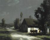 CACHOUD Francois Charles A Village Road In The Moonlight CACHOUD Francois Charles A Village Road In The Moonlight