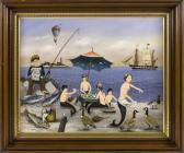 CAHOON Ralph Eugene A Seaside Picnic Depicting Two Mermaids And A Child CAHOON Ralph Eugene A Seaside Picnic Depicting Two Mermaids And A Child