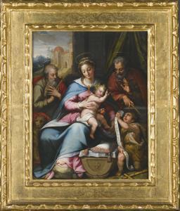 Denys Fiammingo Calvaert - Holy Family With Saint Jerome And The Infant John The Baptist