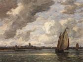 CANAL von Gilbert Segelschiffe Vor Holländischer Küstenlandschaft CANAL von Gilbert Segelschiffe Vor Holländischer Küstenlandschaft