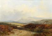 CARMICHAEL James Wilson Moorland Scene With Figures On A Road And Shooting Party In The Foreground CARMICHAEL James Wilson Moorland Scene With Figures On A Road And Shooting Party In The Foreground