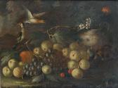 CARO de Giuseppe A Tortoise With Figs, Grapes, Flowers Andbirds Before A Landscape CARO de Giuseppe A Tortoise With Figs, Grapes, Flowers Andbirds Before A Landscape