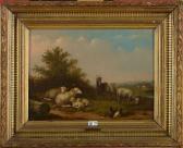 CARPENTERO Henri Jos. Gommarus Chèvre, Moutons Et Poules Au Pré CARPENTERO Henri Jos. Gommarus Chèvre, Moutons Et Poules Au Pré