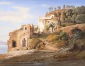 CARRILLO Achille Veduta Costiera Con Caseggiati Ed Astanti Neipressi Di Sorrento CARRILLO Achille Veduta Costiera Con Caseggiati Ed Astanti Neipressi Di Sorrento