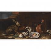 CASSANA Giovanni Agostino A Farmyard Scene With A Still Life Of A Rabbit CASSANA Giovanni Agostino A Farmyard Scene With A Still Life Of A Rabbit