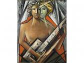 CASSIO VIRGILIO Virgilio Cassio, Italian Two Figures With Guitar, 1972,oil On Canvas, Signed And Dated Lower Right, Inscribed And Datedverso, Framed. CASSIO VIRGILIO Virgilio Cassio, Italian Two Figures With Guitar, 1972,oil On Canvas, Signed And Dated Lower Right, Inscribed And Datedverso, Framed.